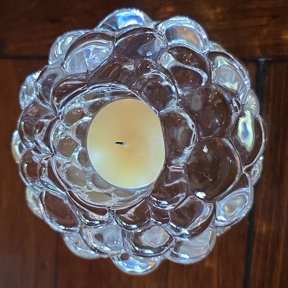 Beautiful Orrefors Crystal Votive Holder. Raspberry Pattern. Signed. - Picture 2 of 2